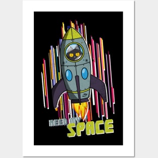 Space Astro Rocket cat; Need My Space Posters and Art